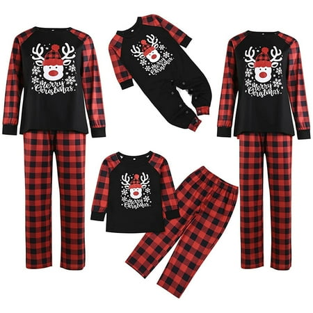 

Christmas Pajamas Family Pjs Matching Sets Red Plaid Santa Claus Print Holiday Xmas Sleepwear Outfits