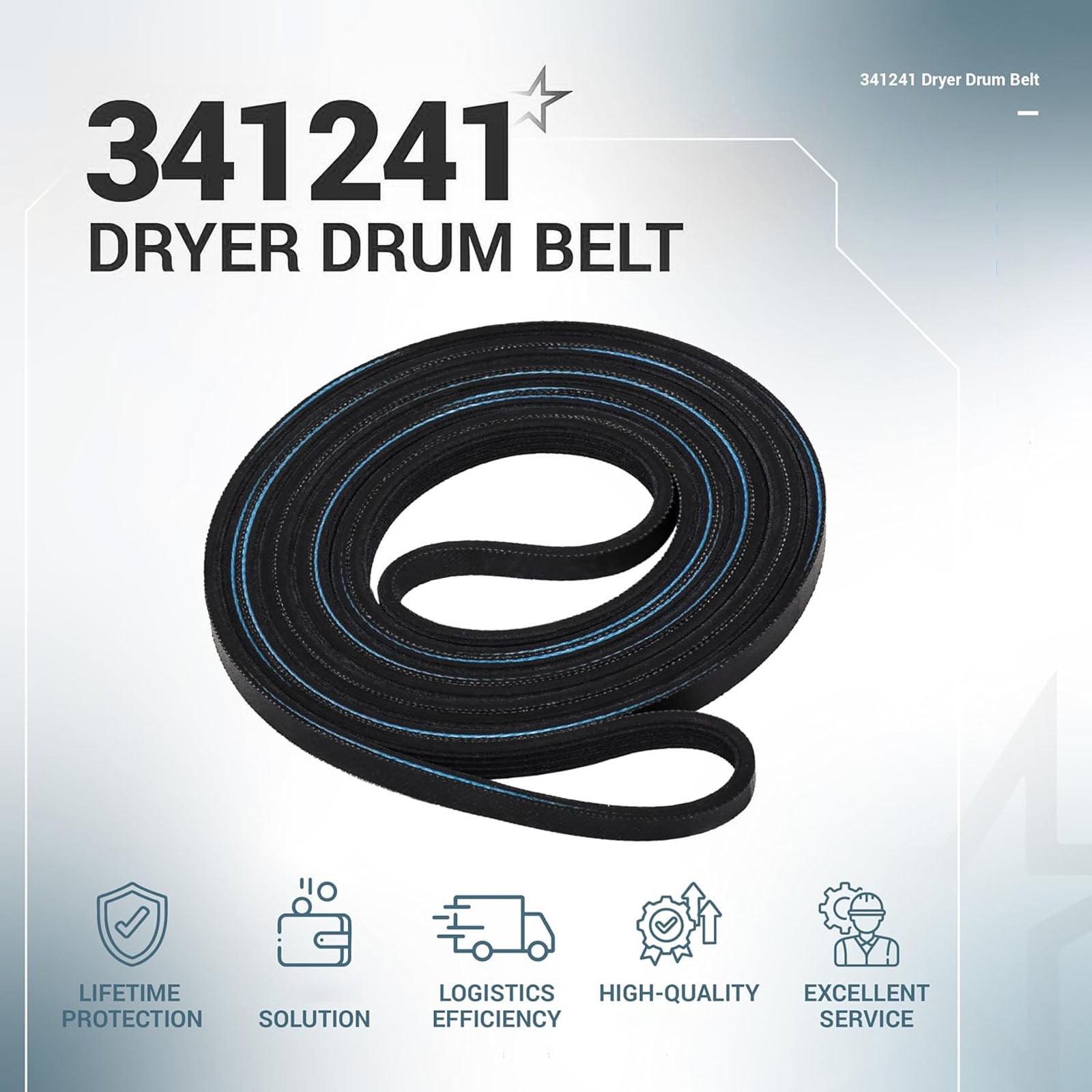 4PCS Reinforced Dryer Replacement Belt Stops Drum Slippage Noise Anti Tear Construction Restores Rotation Rubber Texture