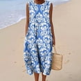 thumbnail image 2 of Vestido largo Akivide para mujer, estampado floral bohemio de verano con bolsillos, 2 of 3