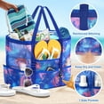 thumbnail image 4 of Livhil Mesh Beach Bag Rope Handles, Mesh Tote Bag for Women Contains Wicker Oversized Beach Tote Bag with 9 Small Pockets  (Jellyfish), 4 of 7