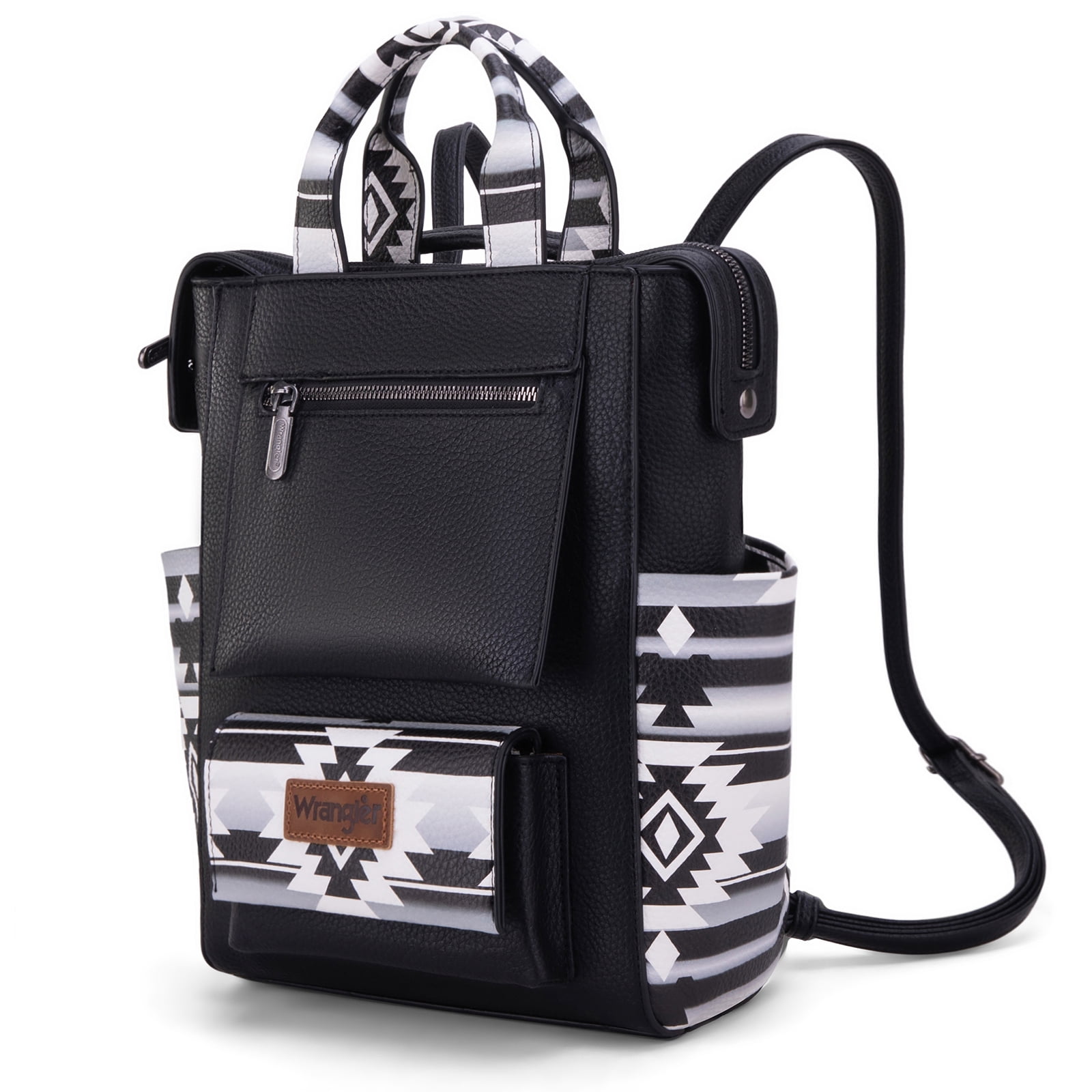 Wrangler Aztec Women Backpack Purse Convertible Fashion Ladies Anti Theft with Adjustable Strap, Black