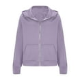 thumbnail image 5 of ClodeEU Women's Light Cotton Hoodie Jacket With Pockets，Fall Fashion Slim Sweatshirts With Zip Purple,Womens Plus XXL, 5 of 6