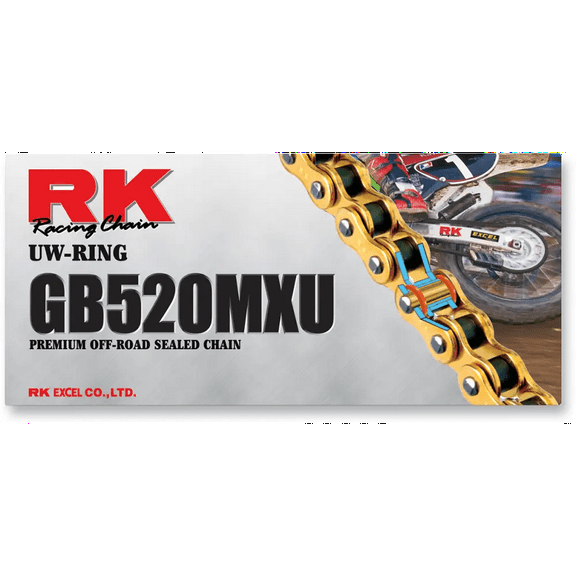 RK GB520MXU Ultra High Perform Gold MX-SX UW-Ring Motorcycle Chain - 114 Link