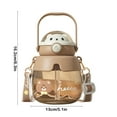 thumbnail image 3 of Fmbmuo Water Bottle Cartoon Bear Travel Plastic Brown 550ml with Straw, 3 of 5