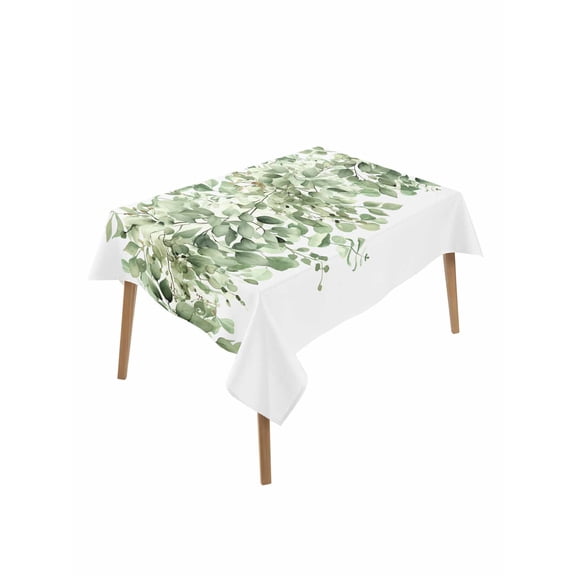 Sage Green Eucalyptus Leaves Table Cloth, Spring Summer Botanical Floral Waterproof Tablecloth for Rectangle Tables, Reusable Washable Fabric Table Cover for Restaurant Kitchen Dining Tables 52"x70"