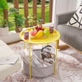 thumbnail image 2 of VECELO Round Side Table with Storage, Metal Small Nightstand with Removable Tray Top and Fabric Storage Basket for Living Room, Bedroom, Nursery, Laundry, Yellow, 2 of 8