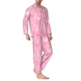 thumbnail image 2 of Naloa Breast Cancer Awareness Men’s Pajamas Set - Long Sleeve Button Down Sleep Shirt and Pajama Bottoms Sleepwear Set-, 2 of 7