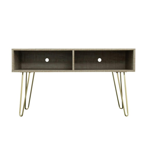 Modern Design TV Stand Stable Metal Legs with 2 Open Shelves