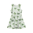 thumbnail image 4 of Grblisyd Girls Dress Summer Coquette Bow Print Sleeveless Ruched Crew Neck A Line Dress for Kids Casual 3-12 Y, 4 of 5