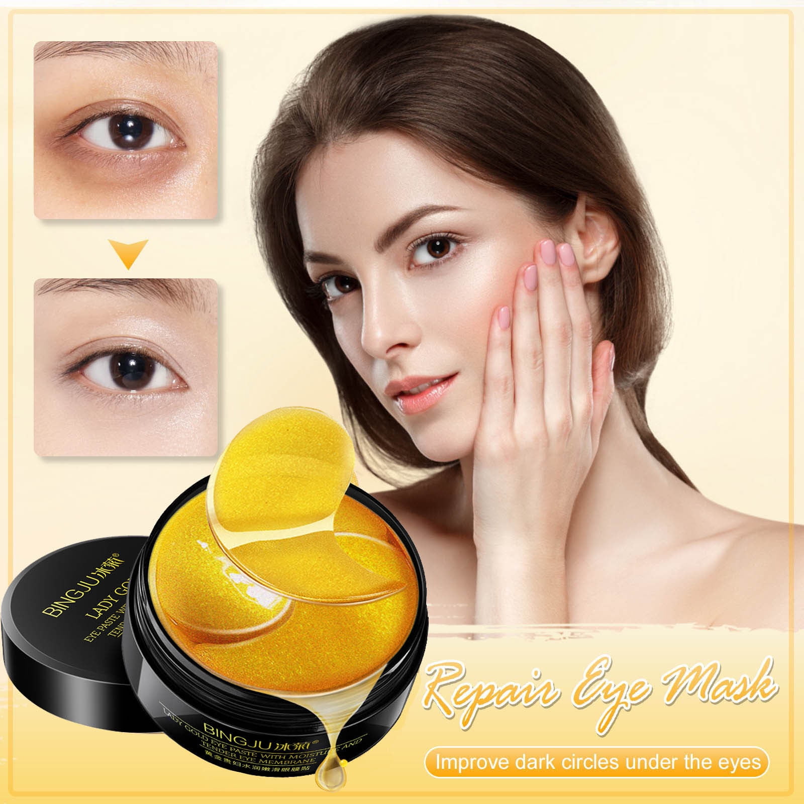 YiFudd UnderEye Patches,Gold Repair & Black Pearl UnderEye Mask,Eye