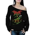 thumbnail image 1 of Christmas Elf Off Shoulder Sweatshirt for Her Happy Holidays Season Elf Suit Oversized Sweater for Women, 1 of 4
