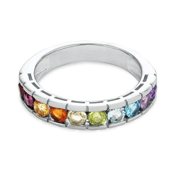 Forever New Sterling Silver Multi Gemstone Ring Size 9