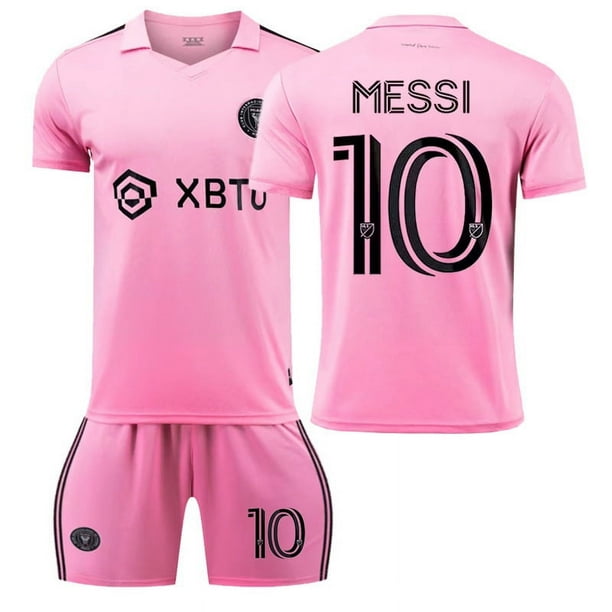 Traje de uniforme de fútbol para niños y adultos de Miami, camiseta Messi de secado rápido para deportes al aire libre para hombres y mujeres2324 Mai A Mi Hogar Internacional Rosa No.10