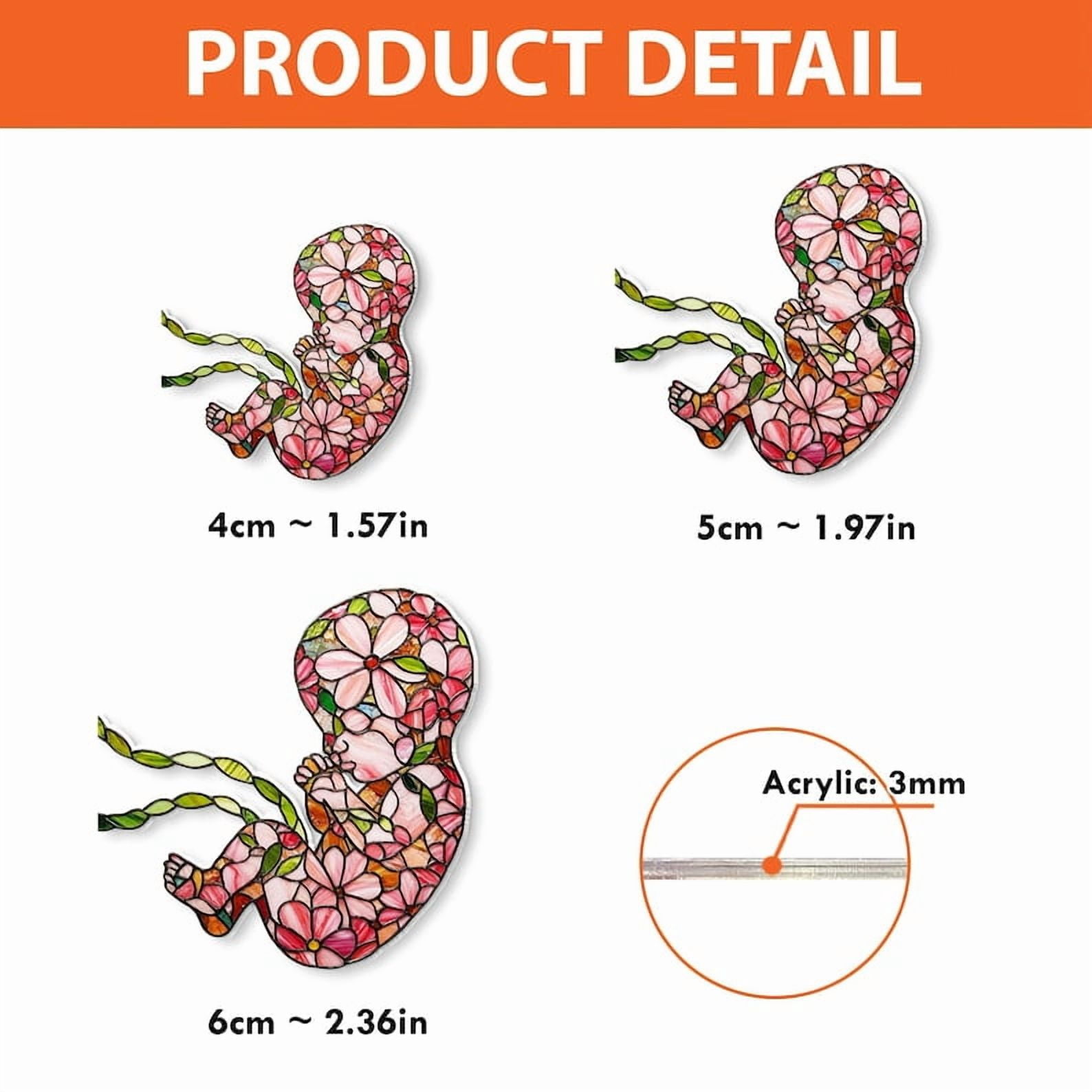 TiniDecor Floral Fetus Badge Reel, Pink Baby ID Holder, Cute Gift for OB Nurses & Doulas
