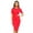 Red, variant on Lady's Short Sleeve Crew Neck Midi Bodycon Dress, Coral Pink, M