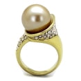 thumbnail image 4 of IP Gold(Ion Plating) Stainless Steel Ring with Synthetic Pearl in Champagne for Women Champagne Stone Color Style TK2131 Size 9, 4 of 6