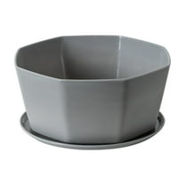 IMossad 8 Inch Flower Pots Planters, Resin Plant Pots with Drainage Hole & Tray, Modern Decorative Garden Pot with Saucer