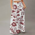 thumbnail image 2 of LWavelet Leaf Print Maxi Skirt with Side Pockets Women Trendy Fall Casual Flowy Versatile Bottoms Deep Red M, 2 of 5