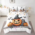 thumbnail image 2 of Manfei Cartoon Halloween Pumpkin Lantern 7 Pieces Bedding Comforter Set,Spooky Halloween Full Bedding Set,Black Kitten Fitted Sheet Flat Sheet For Girl Kids,Super Cozy Room Decor Reversible, 2 of 8