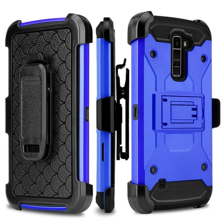 LG K10 Case, LG Premier LTE Case, Premium Tough Hybrid Holster Triple Layer Protector Case [Kickstand] Swivel Locking Belt Clip -