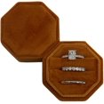 thumbnail image 2 of Velvet Treasures Engagement Ring Box - Vintage 3 Slot Octagon Jewelry Box for Wedding Ceremony, Display & Storage, Burnt, 2 of 4