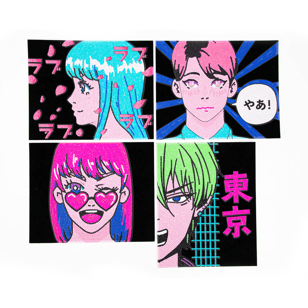 Diamond Dotz Neon Flock Anime Diamond Painting Kits for Adults - Colorful Diamond Art Kits a Relaxing Creative Craft Kit with Dotz Gems 10x8