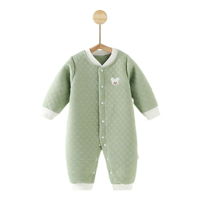 WRKEKC Barboteuse Matelassée pour Bébé Motif Col Rond Boutons Pression Épaissie Chaude Ajustée Confortable Combinaison Automne Hiver pour Garçons et Filles 3-24 Mois