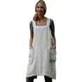 thumbnail image 2 of AOOCHASLIY Summer Womens Dresses Women Cotton Linen Pinafore Square Cross Apron Garden Work Pinafore Dress, 2 of 9
