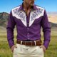 thumbnail image 3 of Camisetas de Navidad de Manga Larga de los Hombres Imprimir de Moda Casual Manga Larga Turndown Collar Blusa para Primavera Invierno Al Aire Libre Diario, 3 of 4