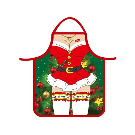 Zoiuytrg Christmas Apron for Women with Adjustable Bandage 3D Cartoon Pattern, Ladies Kitchen Flirty Vintage Aprons for Cooking/Baking Restaurant Cleaning Gardening Home