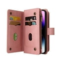 thumbnail image 6 of TECH CIRCLE Wallet Case For iPhone 15 Pro Max,PU Leather Zipper Handbag Purse Flip Cover Kickstand Folio Women Case with Card Slots Holder Wrist Strap for Apple iPhone 15 Pro Max 6.7" 2023,Pink, 6 of 9