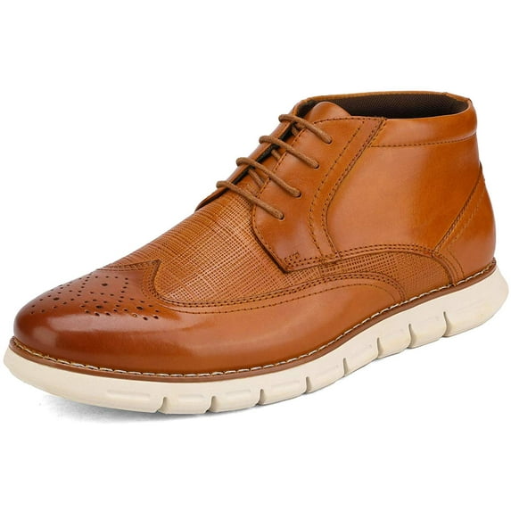 Bruno Marc Men's Casual Dress Chukka Genuine Leather Lace-Up Oxford Ankle Boots MADSON-1 BROWN Size 10