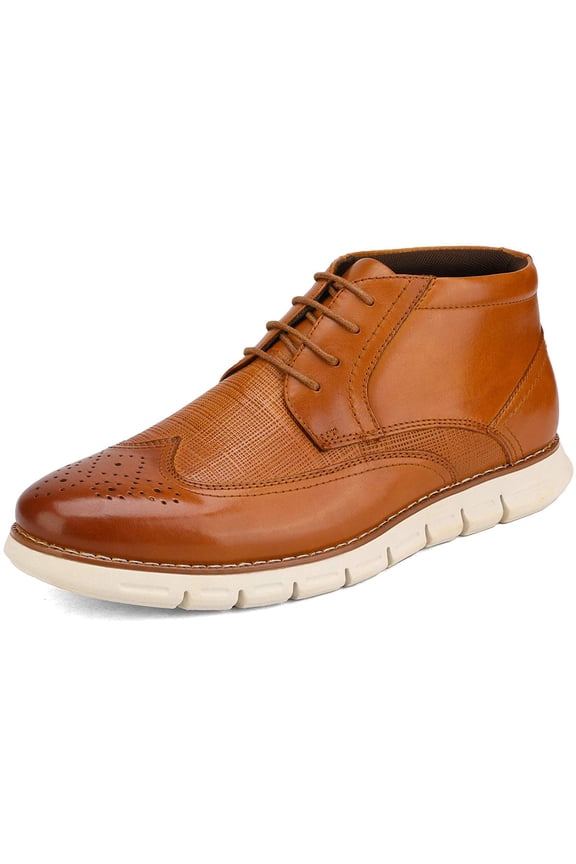 Bruno Marc Men's Casual Dress Chukka Genuine Leather Lace-Up Oxford Ankle Boots MADSON-1 BROWN Size 9