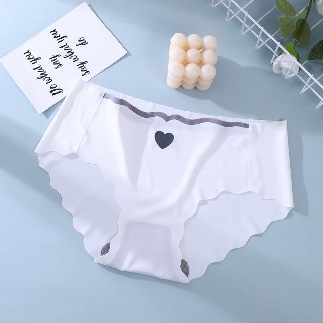 Ropa interior de seda helada con borde ondulado y cintura alta para niña fresca, de secado rápido, con absorción de humedad y grafeno, 2213#