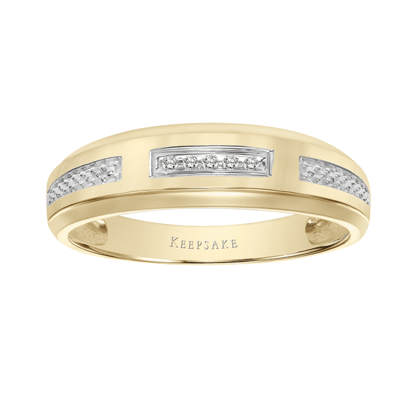 Diamond-Accent "Ivy" Men's Wedding Band in 10k Yellow Gold by Keepsake