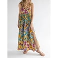 thumbnail image 4 of xiaxaixu Robe de Plage Longue Femmes Sans Manches Spaghetti Sangle Imprimé Floral Split Robe Midi Slip Robe, 4 of 7