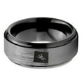 thumbnail image 2 of Tungsten Wyoming The Equality State Horse Riding Band Ring 8mm Men Women Comfort Fit Black Step Bevel Edge Brushed Gray Polished, 2 of 4