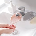 thumbnail image 4 of Extensor de grifo para niños pequeños, 3 piezas de silicona para fregadero de baño, bañera (beige+rosa+gris), 4 of 5