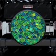 thumbnail image 1 of Abstract Green Hexagon Polyester Universal Spare Wheel Tire Cover Custom Tire-Covers for Trailer RV SUV Truck Camper, 1 of 5