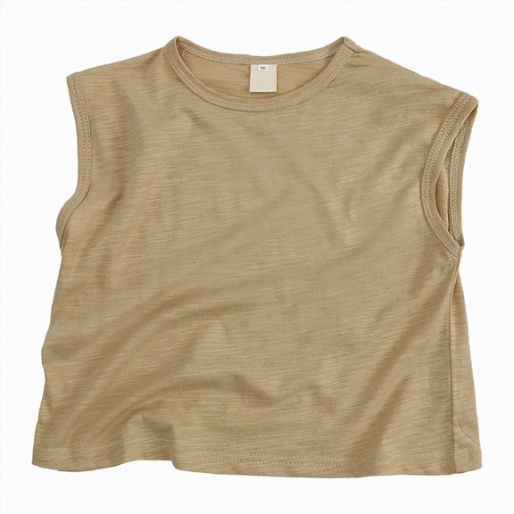 NIEWTR Toddler Kids Tank Tops for Boys 0-24M 2T 3T 4T 5T 6T Sleeveless T-Shirts Summer Basics Loose Fit Muscle Tees Summer Sleeveless Vests(B-Beige,4 Years)
