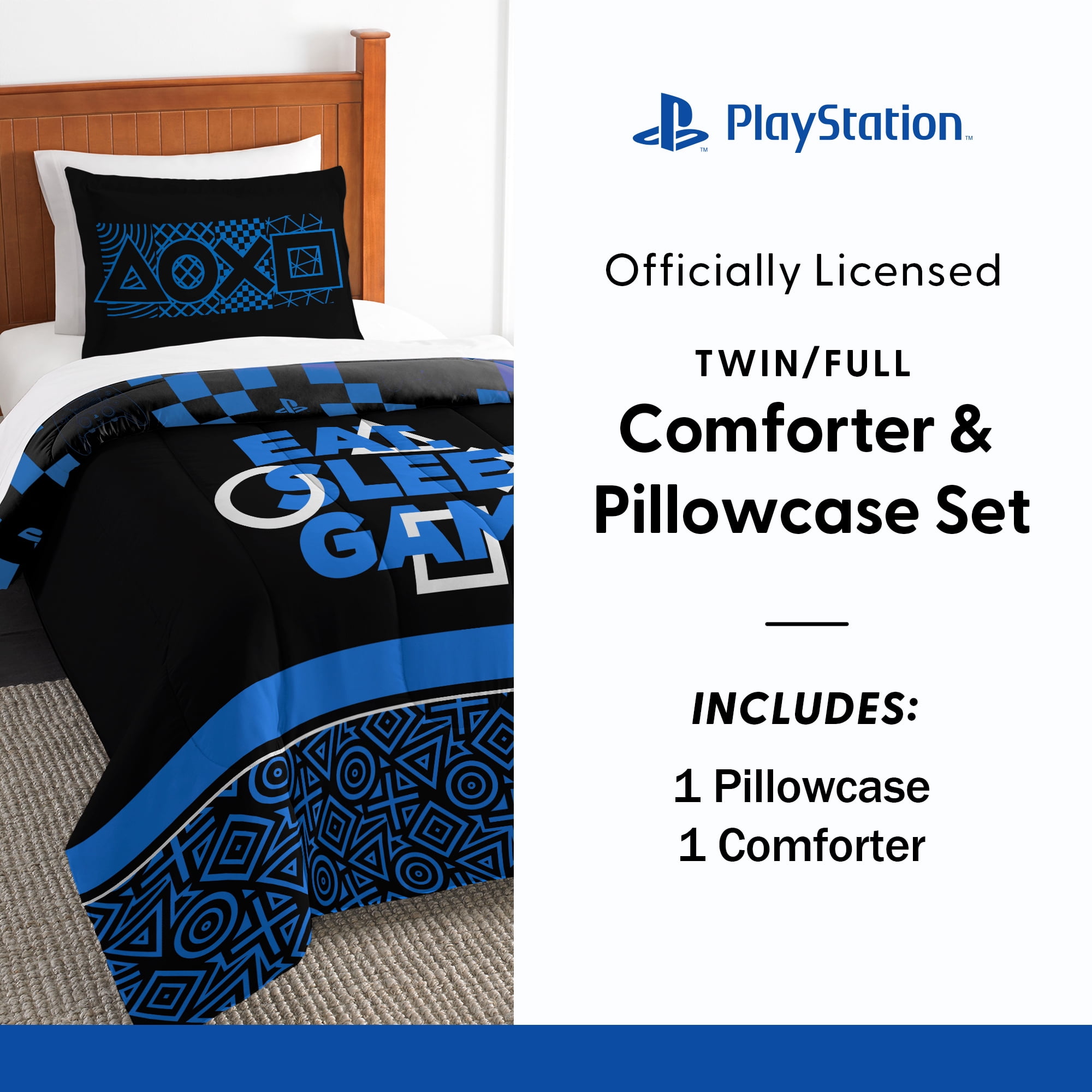 Playstation Game On Player 2 Piece Twin/Full Comforter & Pillowcase Set for Kids