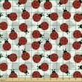 thumbnail image 2 of Ambesonne Ladybug Fabric by the Yard Upholstery, Spring Polka Dotted Animals, 3 Yards, Vermilion and Pale Grey, 2 of 5