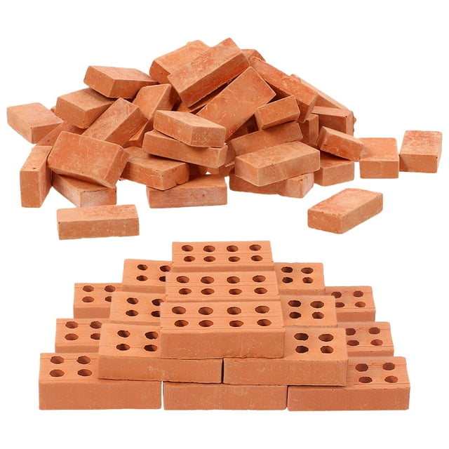 KAKOWELY Pièces de Modèle Miniatures 100 Pcs Accessoires Bricolage Briques Simulées Mini Brique de Paysage Table de Sable Fournitures Table de Sable Briques de Remplacement Table de Sable Fausses Briques