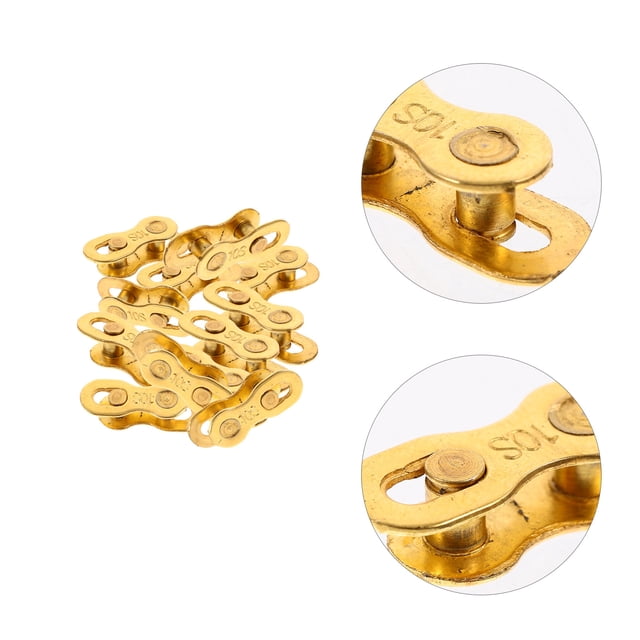 SKISUNO 24Pcs Professional Steel Bike Chain Link Buckles Golden with Fine Workmanship for Cycling Chain Repair