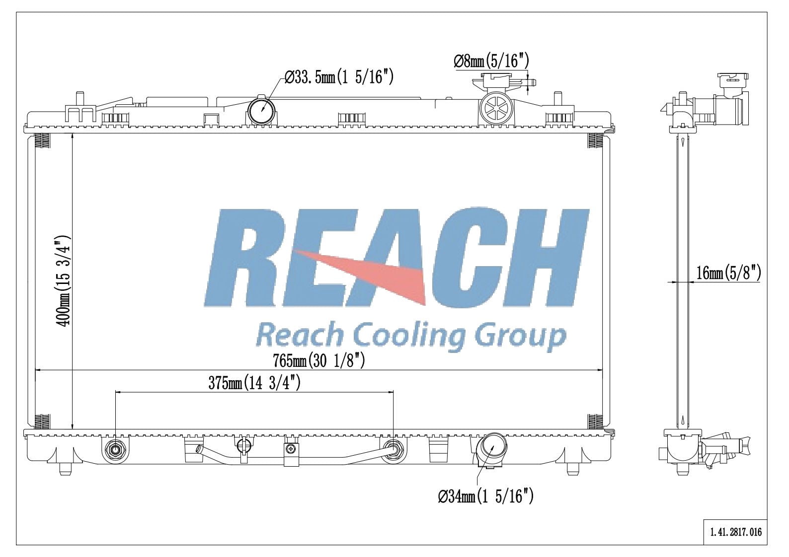 REACH Radiator 41-2817 for 12-05 Toyota Avalon; 11-07 Toyota Camry; 16-09 Toyota Venza