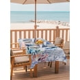 thumbnail image 2 of Outdoor Tablecloth with Umbrella Hole for Patio/Picnic/Party/Camping, Coastal Animals Waterproof Table Cloth Rectangle Table Cover Washable, Watercolor Sea Turtle Seahorse Jellyfish Coral (60"x 84"), 2 of 8