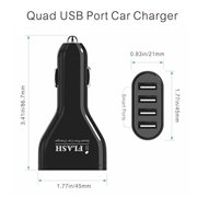 iFlash 48W / 9.6A 4-Port USB Car Charger Compatible with Apple iPhone 11 Pro Max / XS MAX / XR / X / iPhone 6 7 8 Plus, iPad Air Mini, Samsung Galaxy S10 S9 S8 S7 S6 Pus Active & Many More