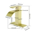 thumbnail image 4 of Waterfall Spout Bathroom Vessel Faucet, Tall Waterfall Single Handle One Hole Deck Mount Mixer Bowl Tap with Large Rectangular Spout, Bar Sink Faucet Lavatory Vanity with Overflow, Gold, 4 of 7