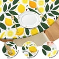 thumbnail image 4 of Yellow Lemon Fruits GreenLeaves Pattern Round Fitted Tablecloth with Elastic Edge,Dining Table Cover Waterproof,Outdoor Round Tablecloth for Camping,Dining,Indoor and Outdoor, 4 of 7