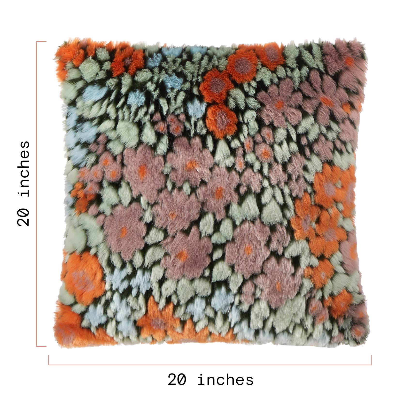 Beautiful Faux Fur Floral Pillow by Drew Barrymore, 20" x 20"